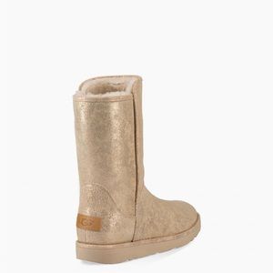 UGG BOOTS ABREE SHORT II STARDUST METALLIC GOLD BOOTS - WOMEN'S